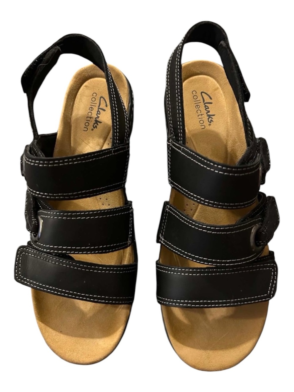 New Without Tags - Clark’s Black Velcro Strap Sandals